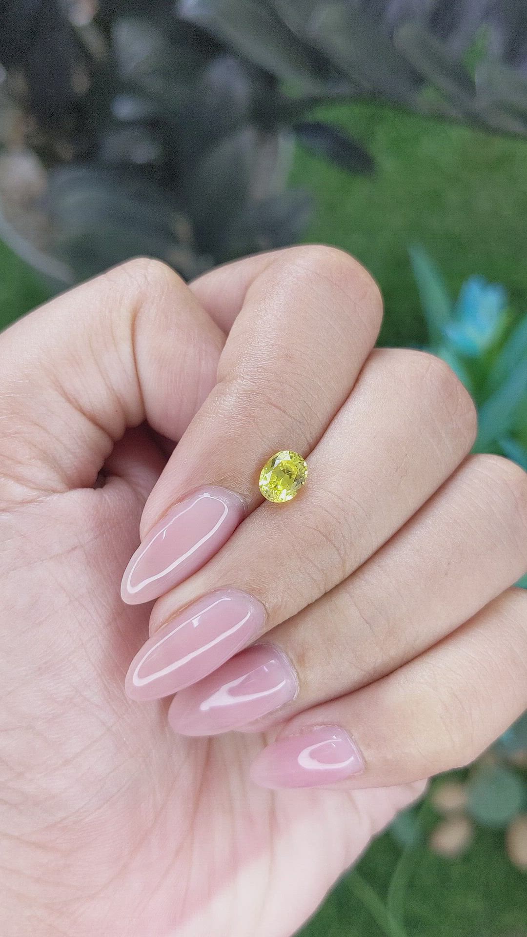 0.97 Ct. Greenish Yellow Sapphire from Tanzania Size Video