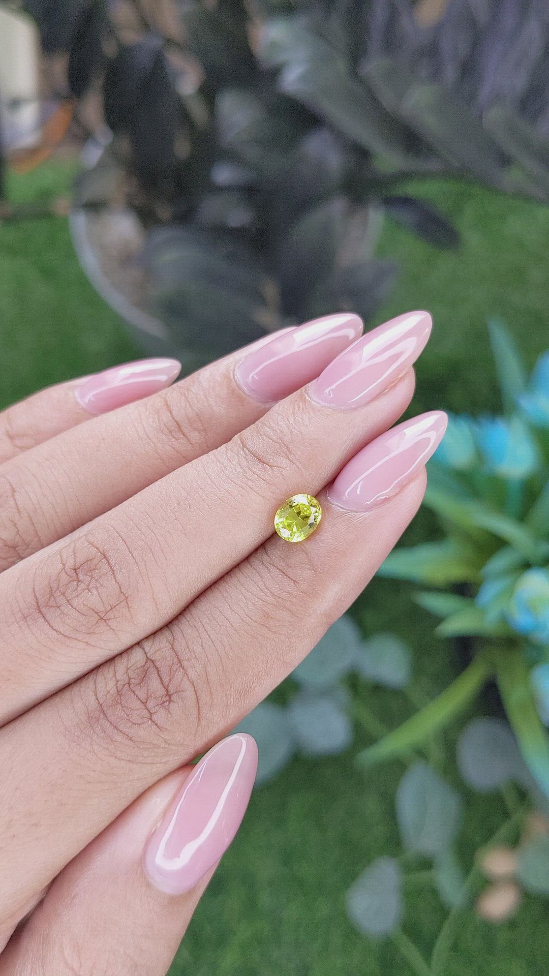 0.97 Ct. Greenish Yellow Sapphire from Tanzania Size Video