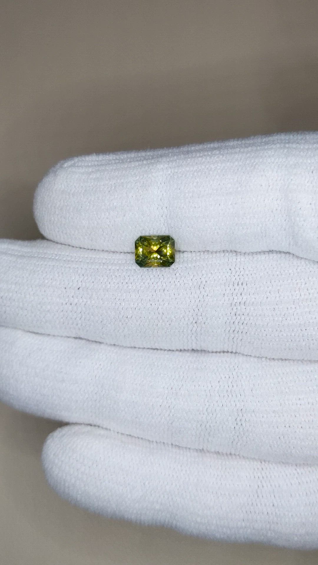 1.03 Ct. Yellowish Green Sapphire from Montana Size Video