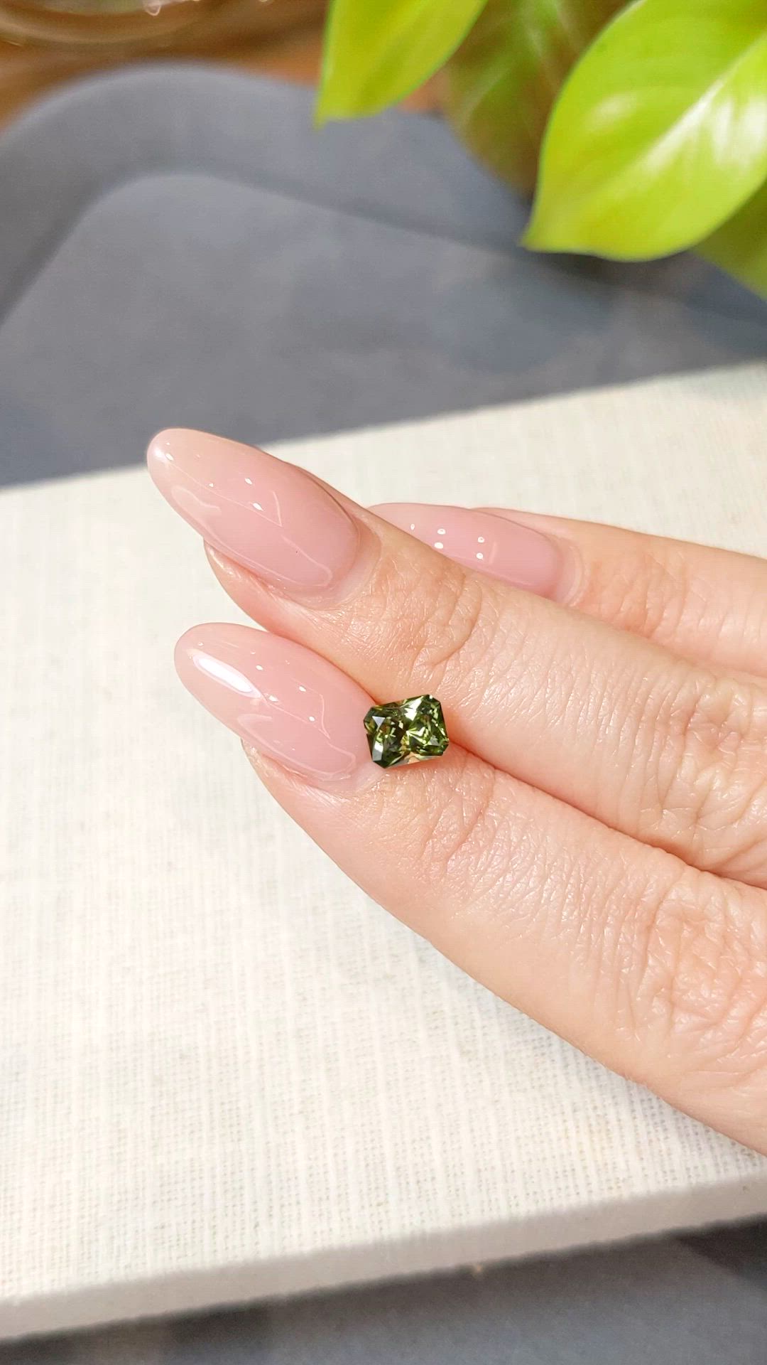 1.03 Ct. Yellowish Green Sapphire from Montana Size Video