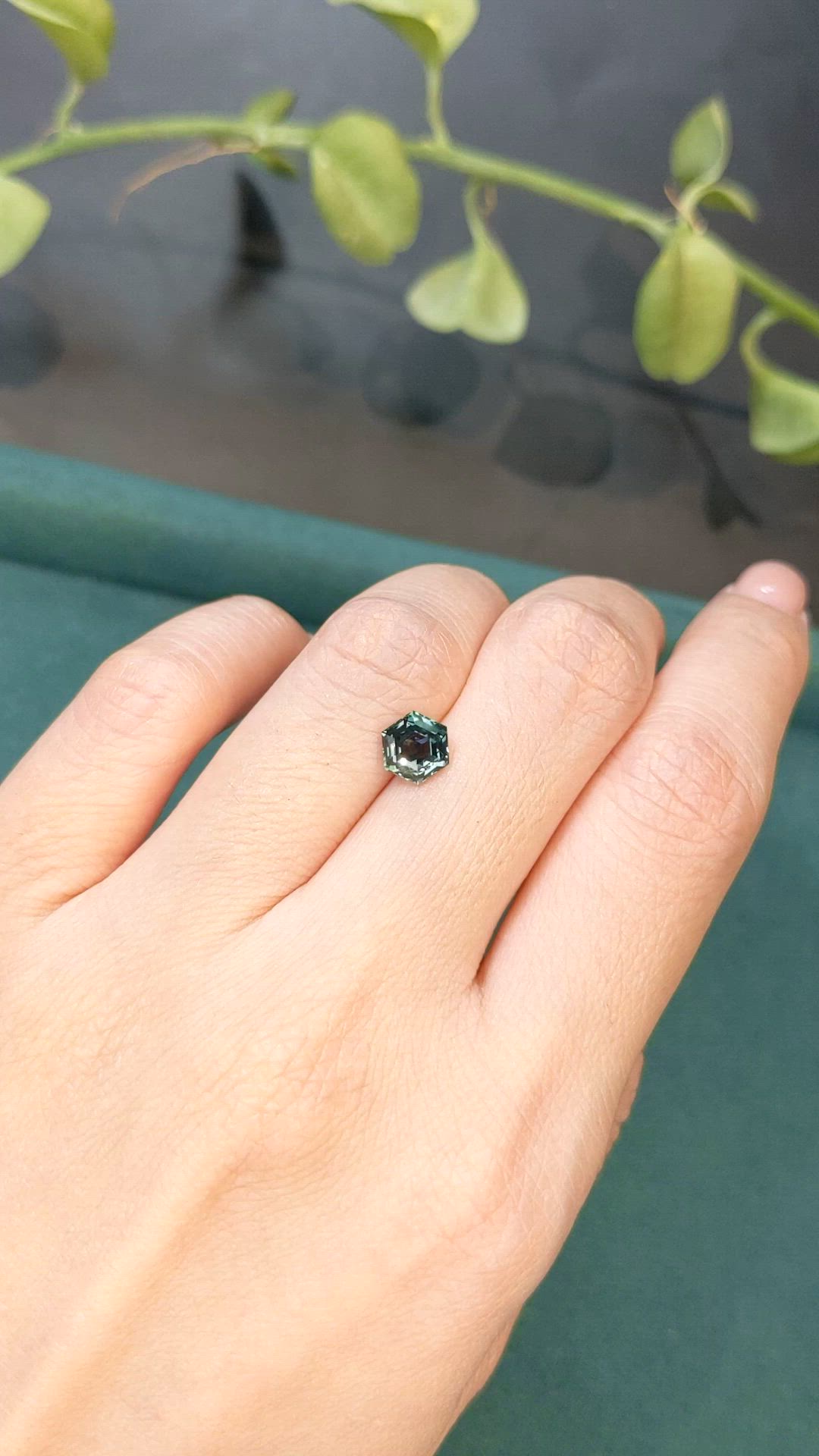 1.46 Ct. Bluish Green Sapphire from Montana Size Video