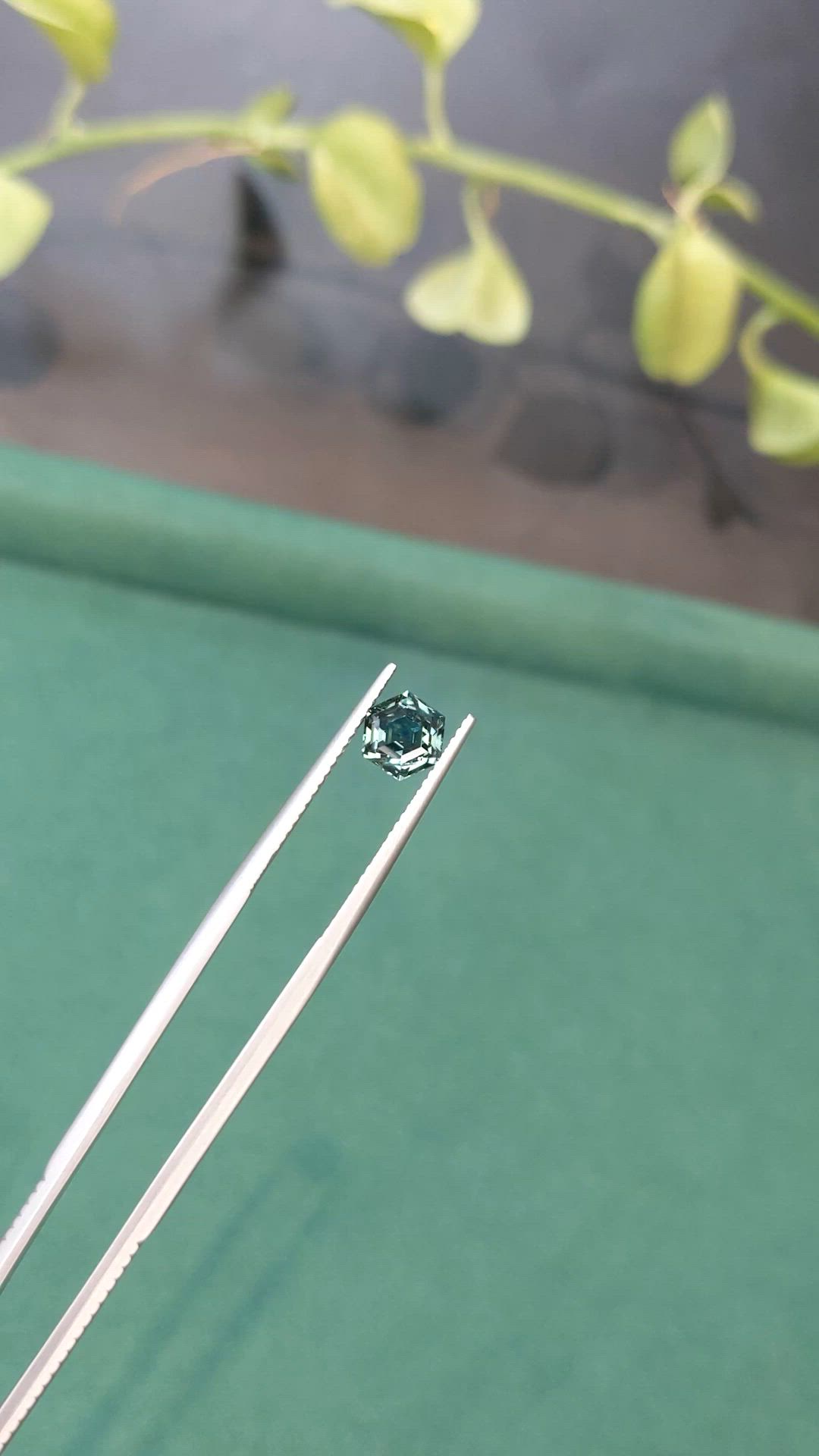 1.46 Ct. Bluish Green Sapphire from Montana Size Video