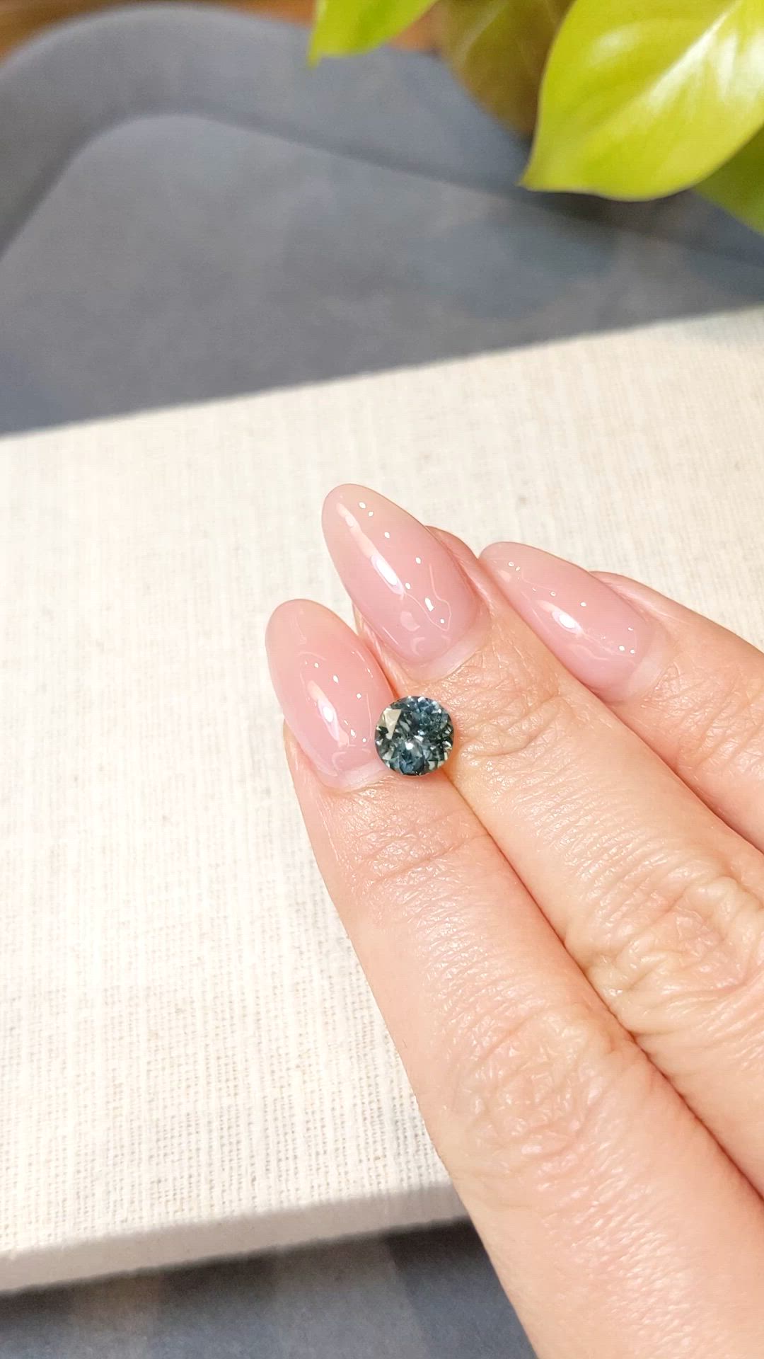 1.48 Ct. Bluish Green Sapphire from Montana Size Video