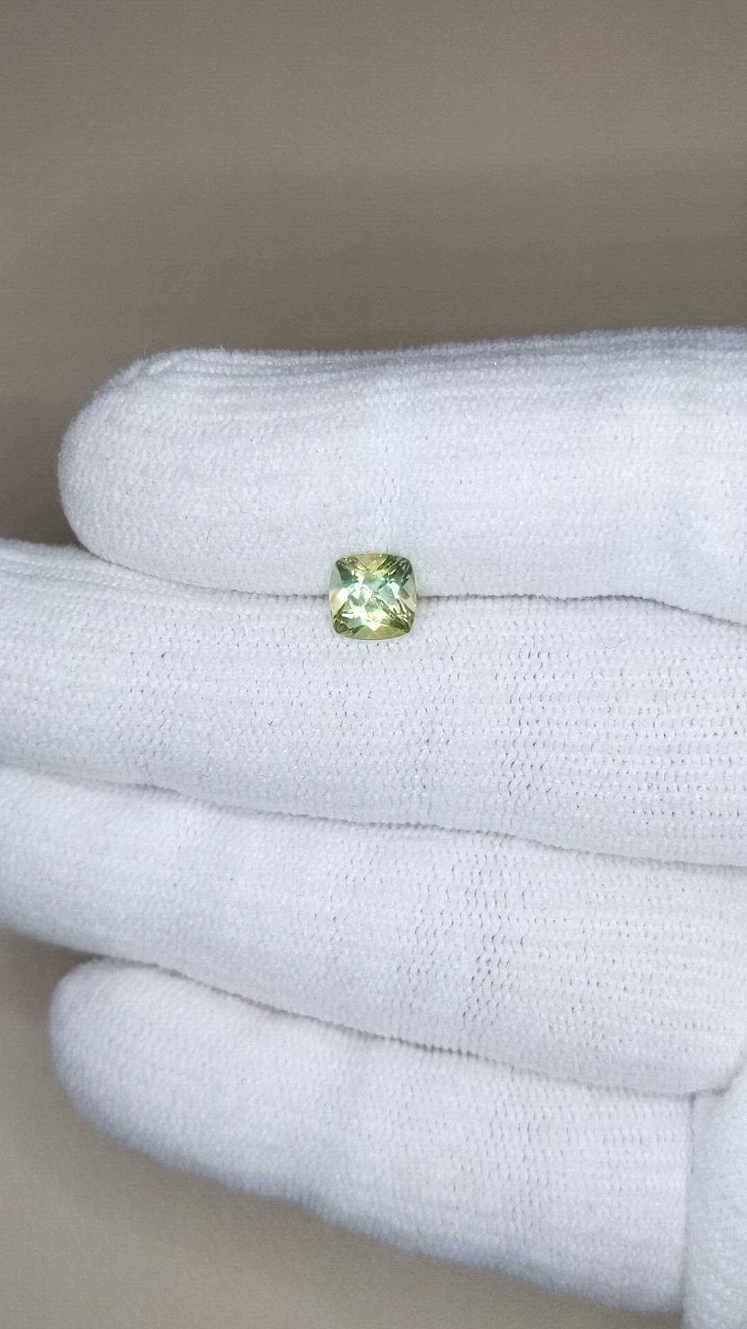 1.36 Ct. Greenish Yellow Sapphire from Montana Size Video