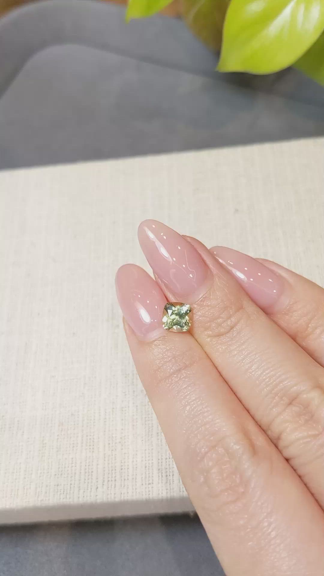1.36 Ct. Greenish Yellow Sapphire from Montana Size Video