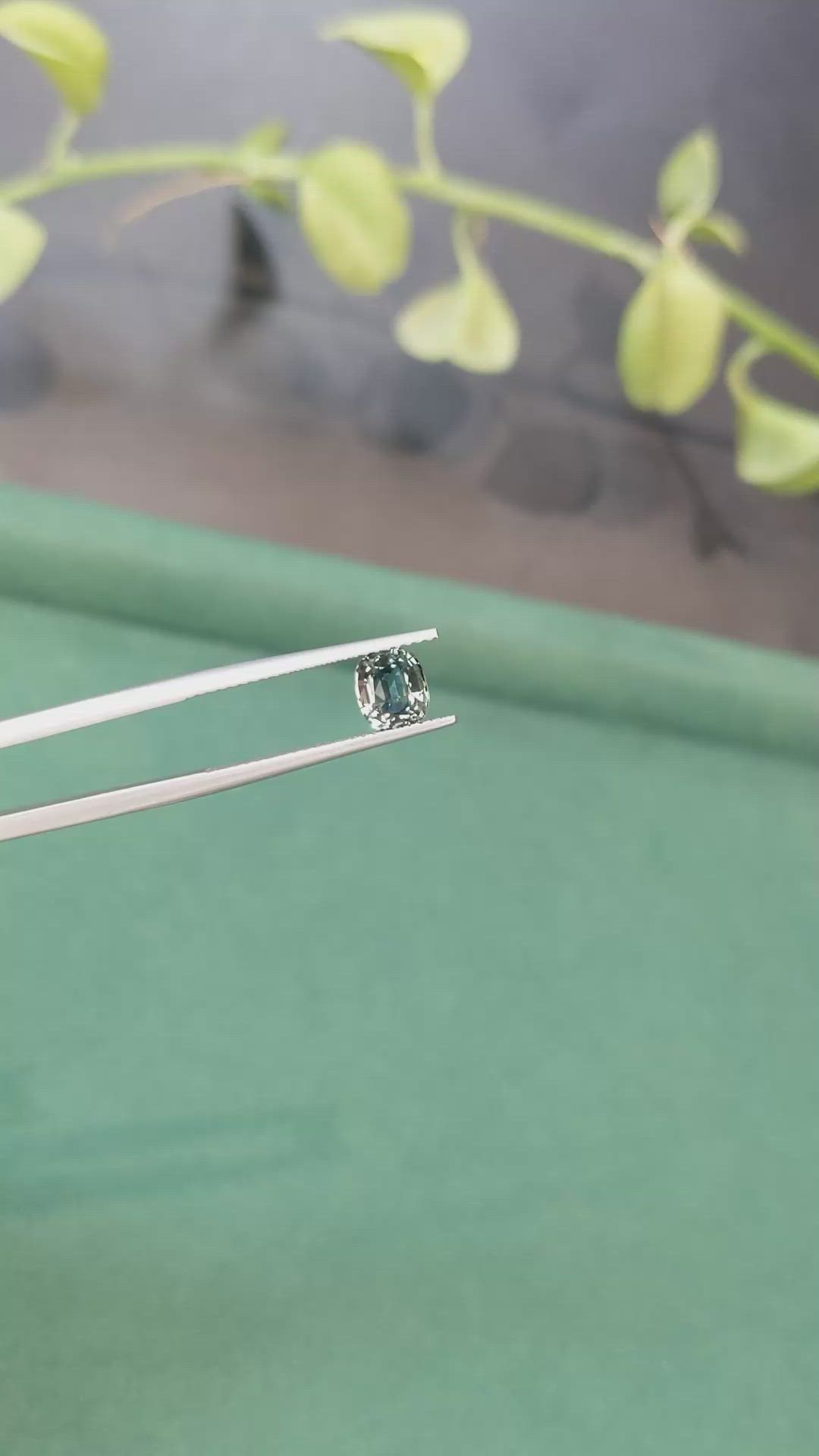 1.38 Ct. Bluish Green Sapphire from Montana Size Video