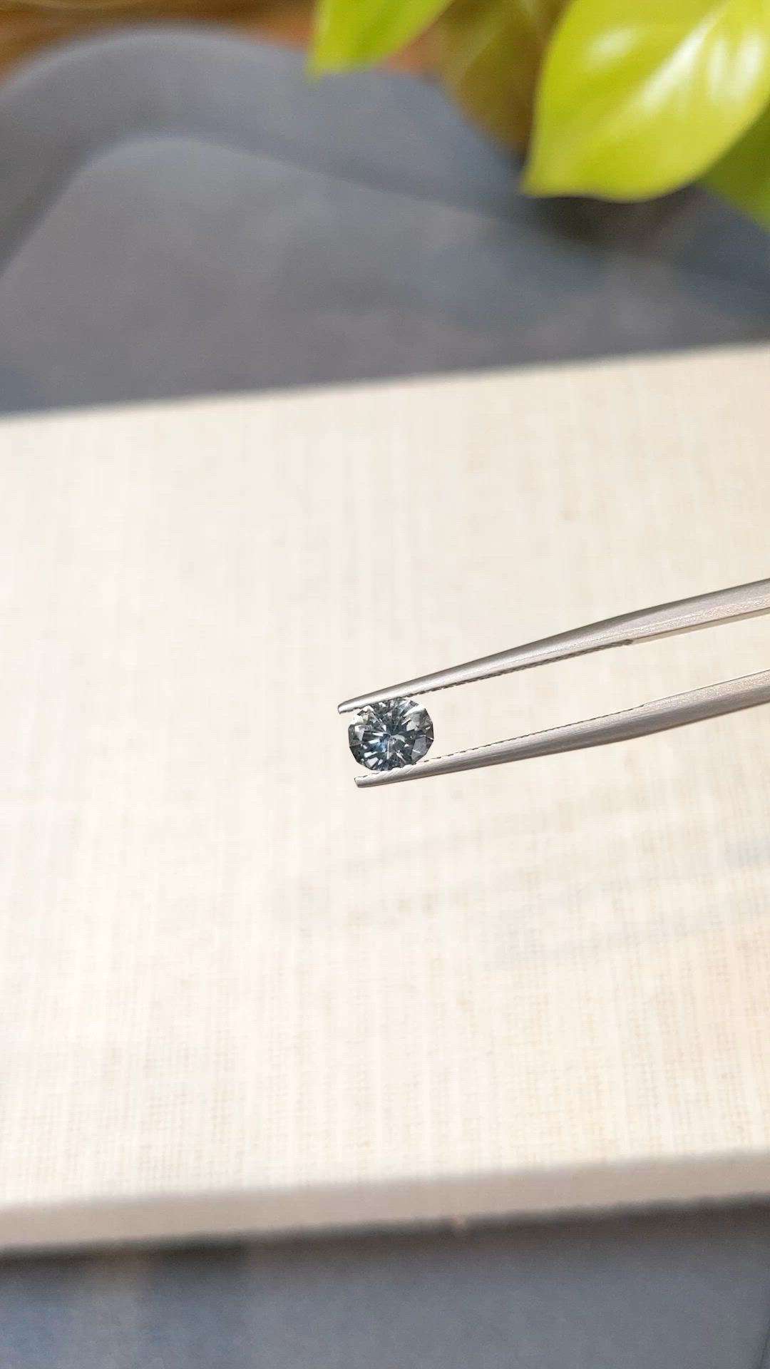 0.76 Ct. Greenish Blue Sapphire from Montana Size Video