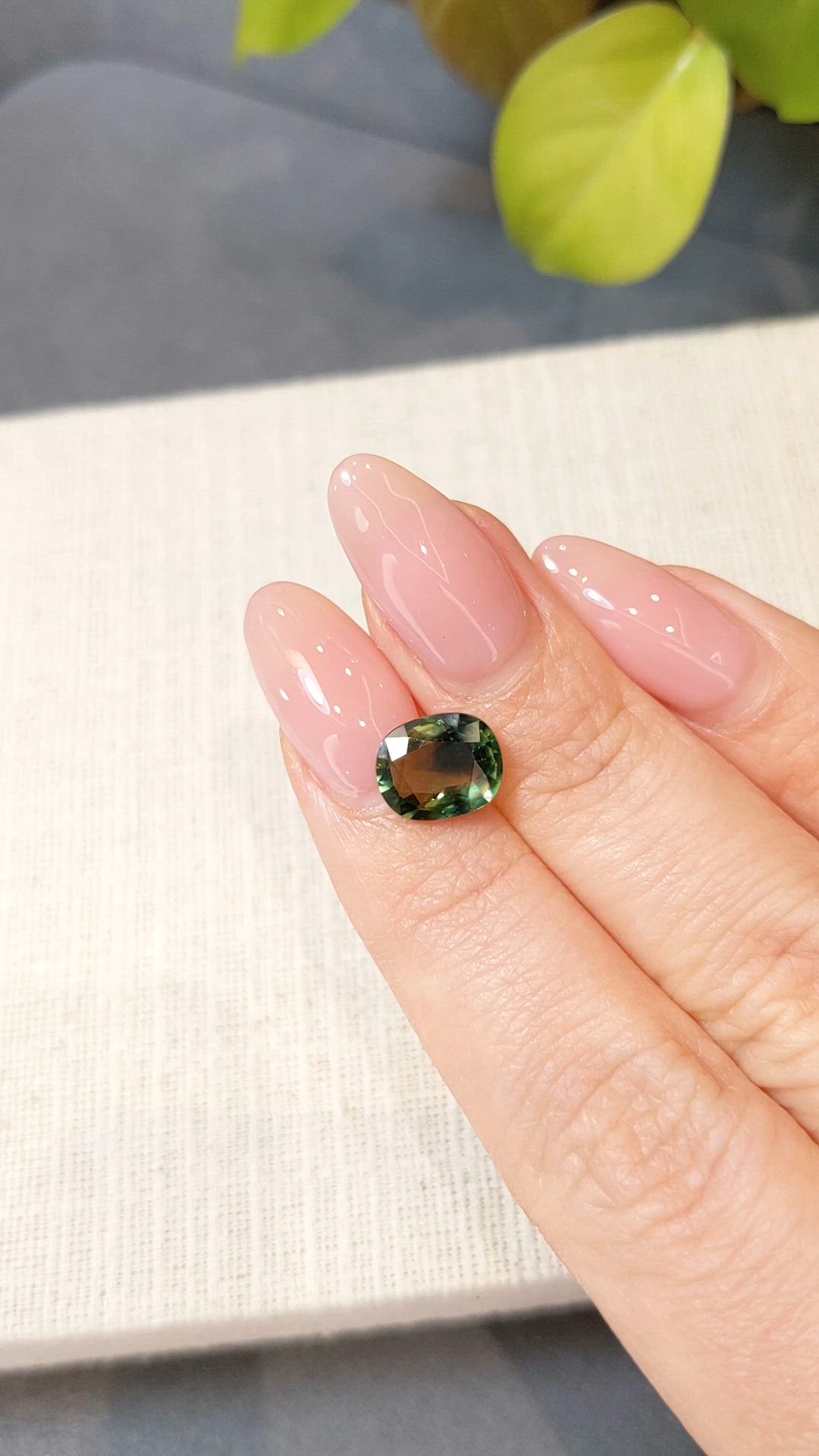 2.84 Ct. Bluish Green Sapphire from Thailand Size Video