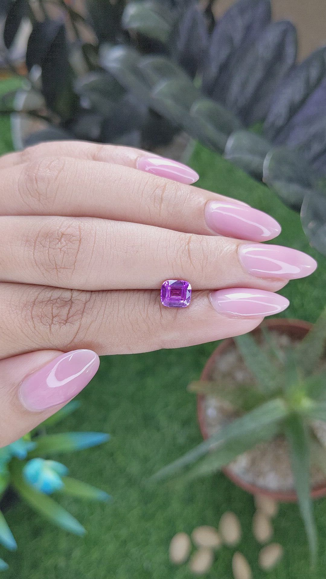 1.21 Ct. Pinkish Purple Sapphire from Madagascar Size Video