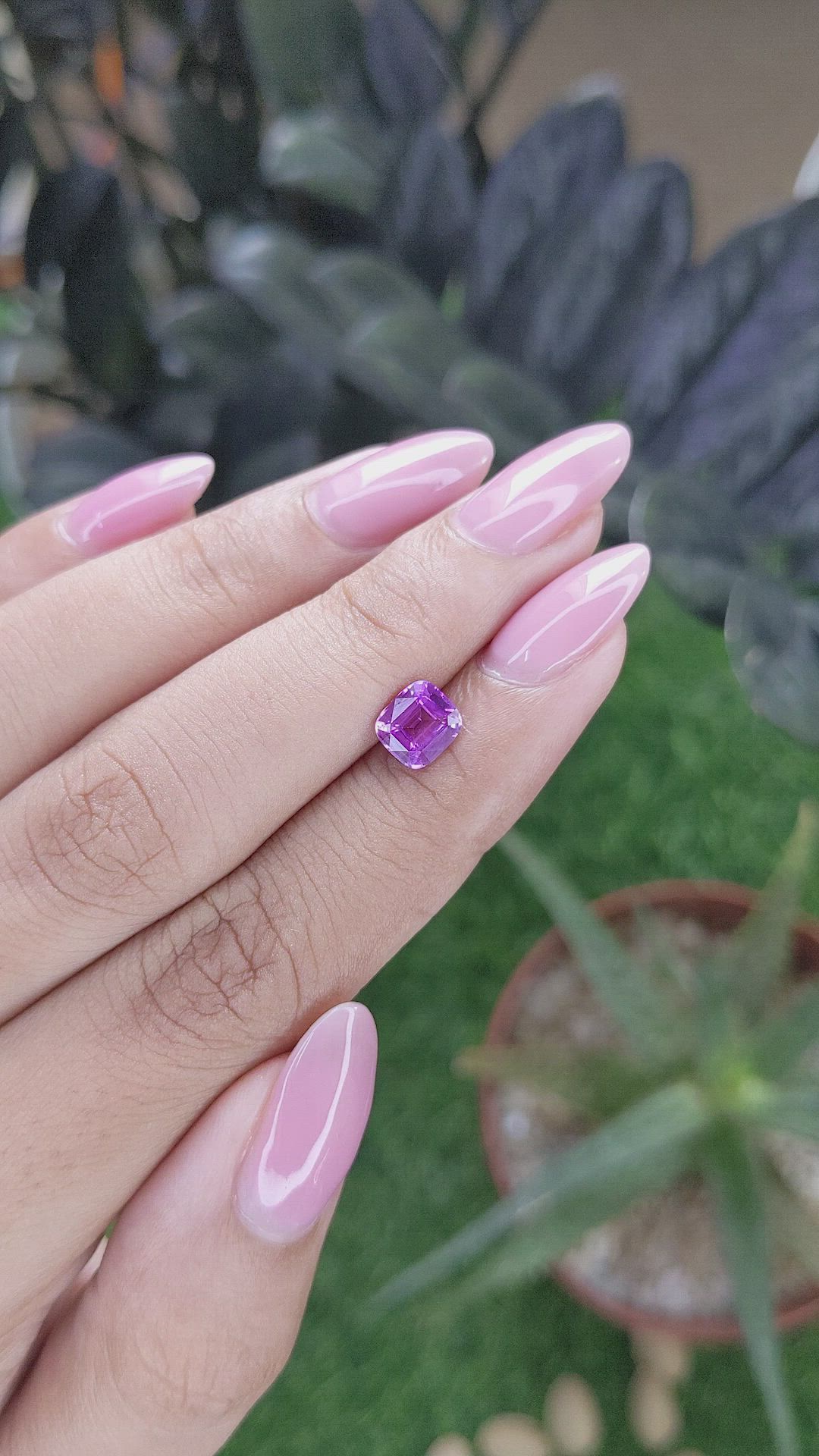 1.21 Ct. Pinkish Purple Sapphire from Madagascar Size Video