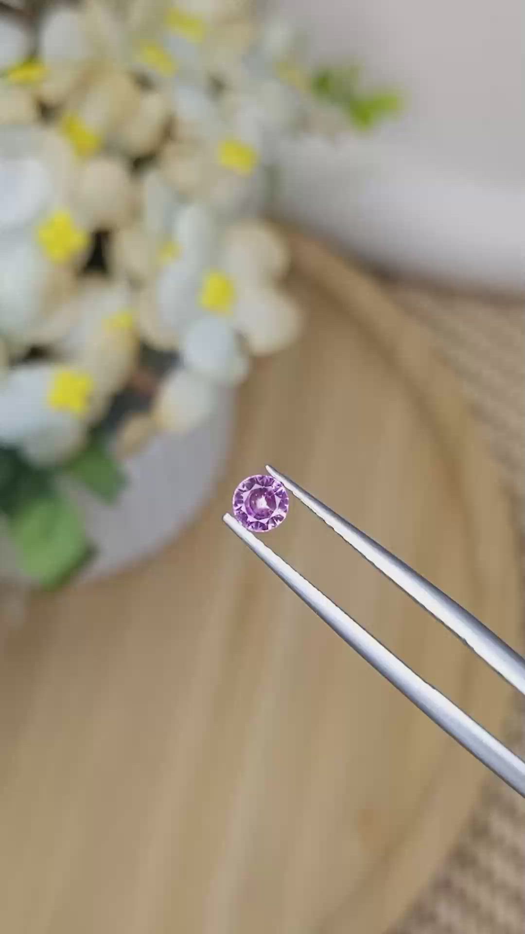 0.36 Ct. Pinkish Purple Sapphire from Ceylon (Sri Lanka) Size Video