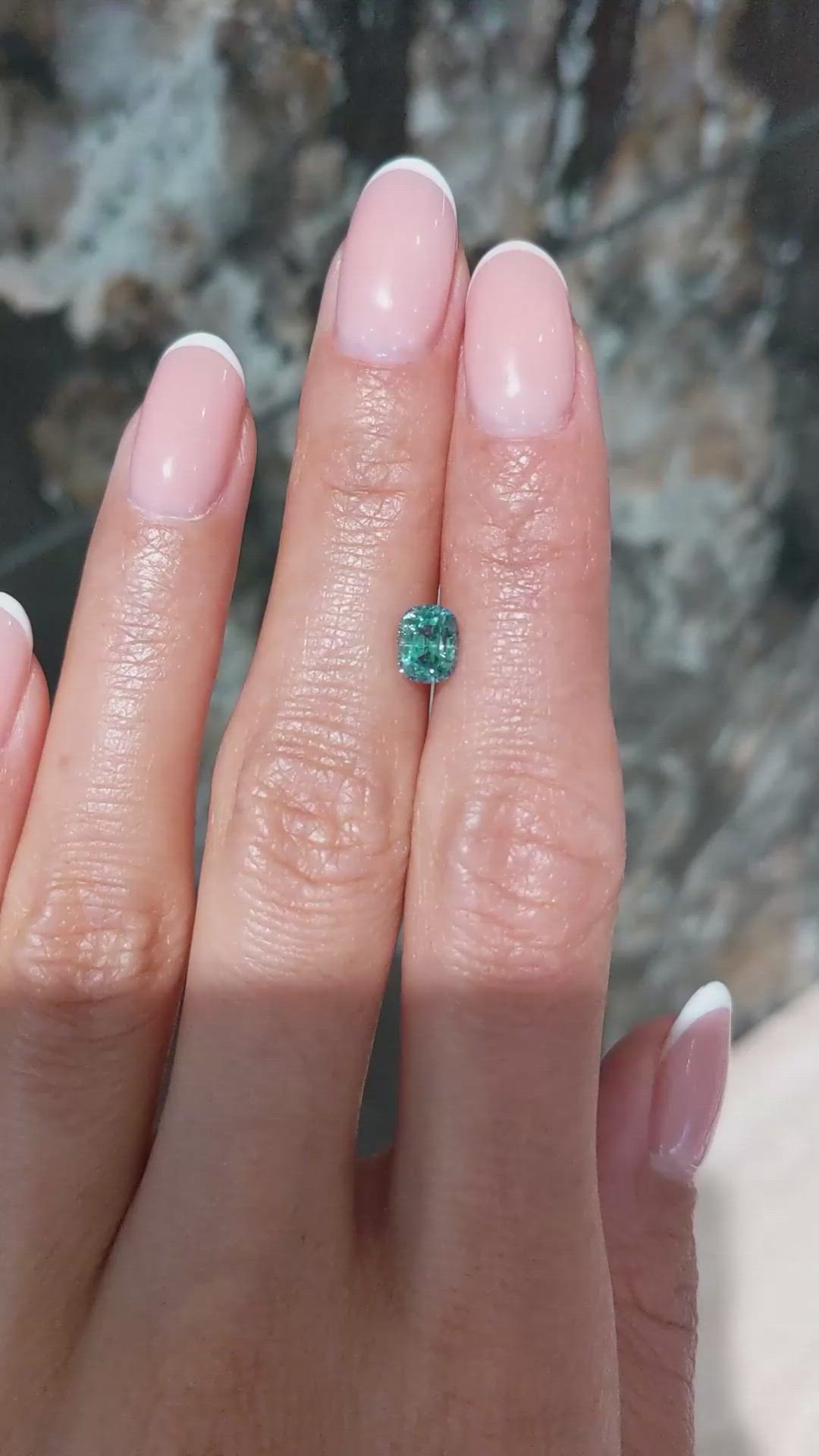 1.36 Ct. Bluish Green Sapphire from Montana Size Video