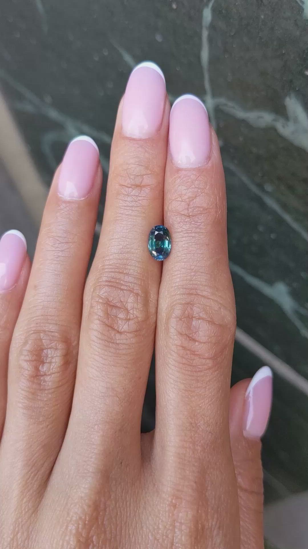 1.38 Ct. Greenish Blue Sapphire from Montana Size Video