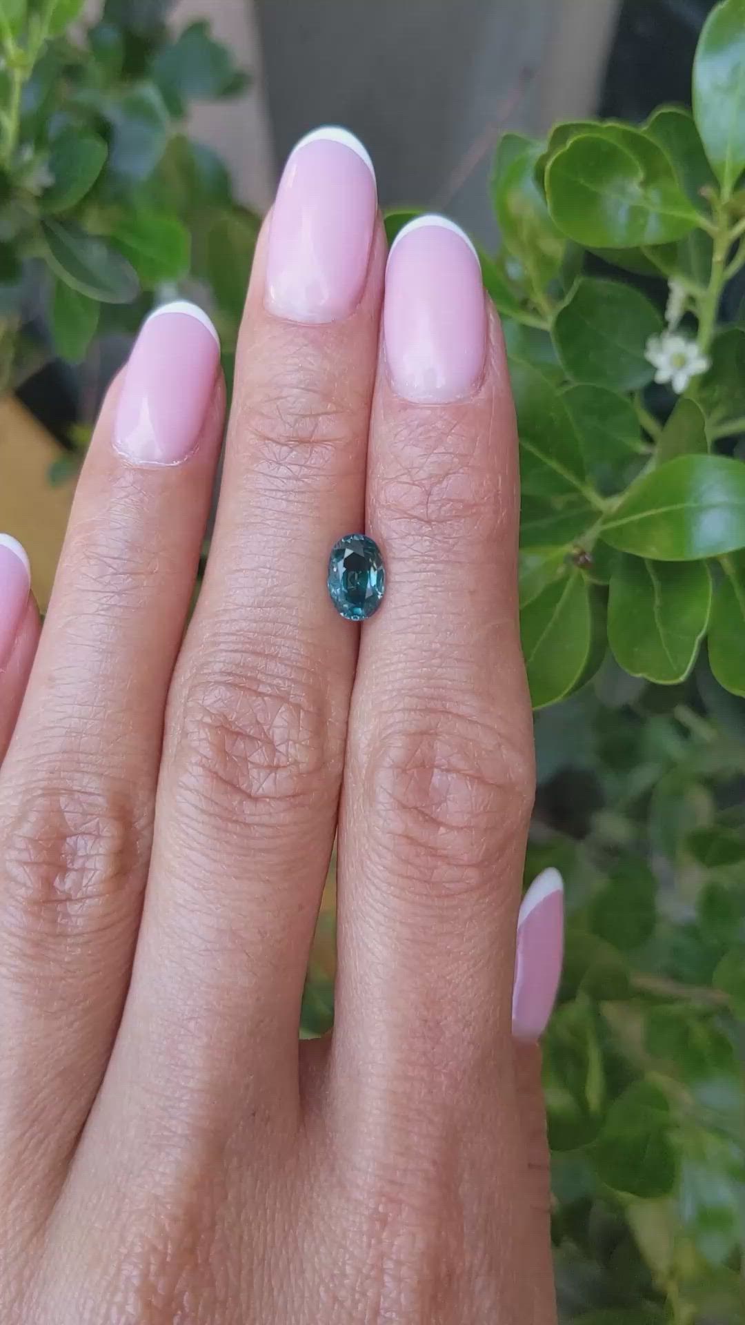 1.38 Ct. Greenish Blue Sapphire from Montana Size Video