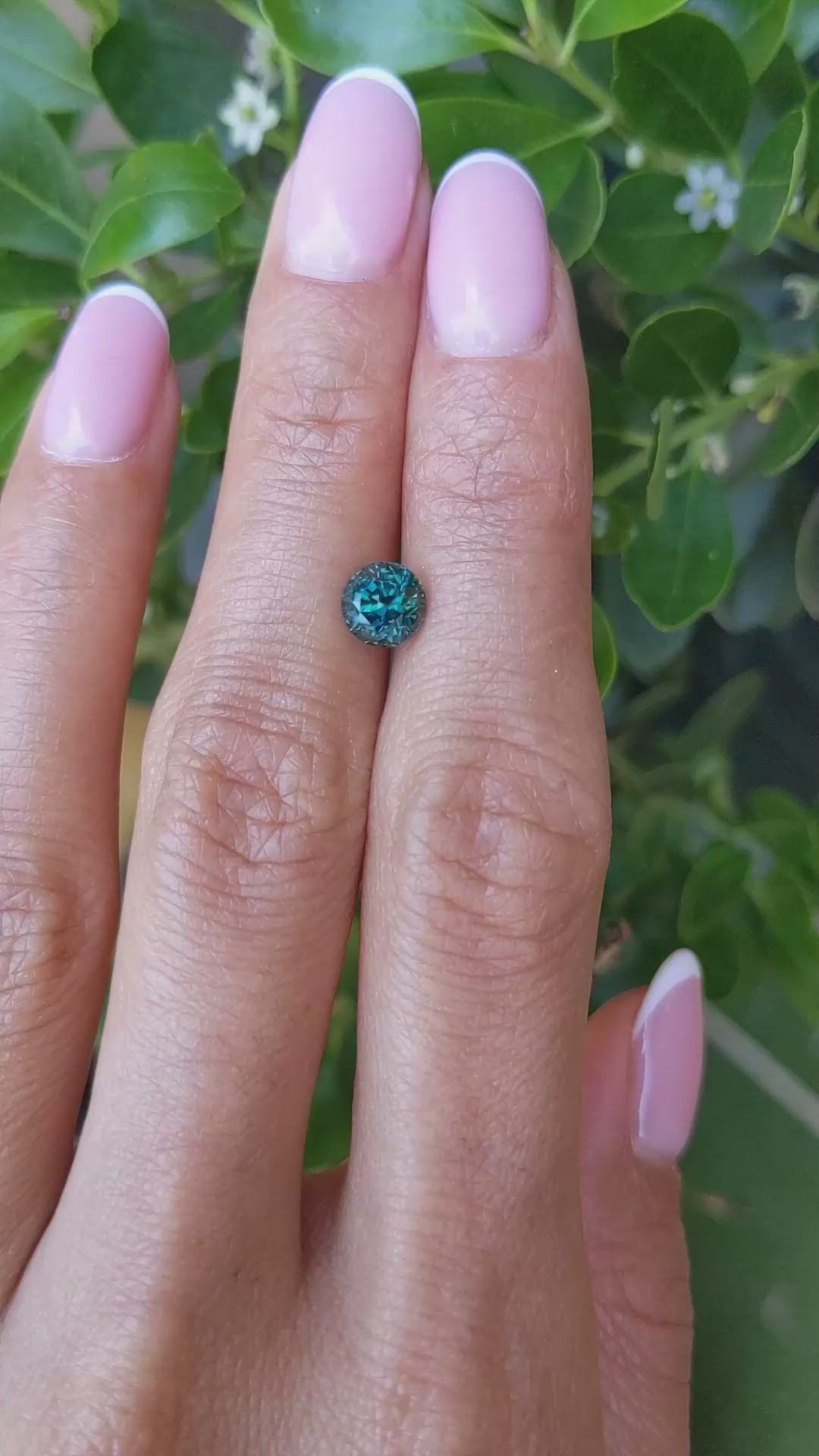 1.42 Ct. Bluish Green Sapphire from Montana Size Video