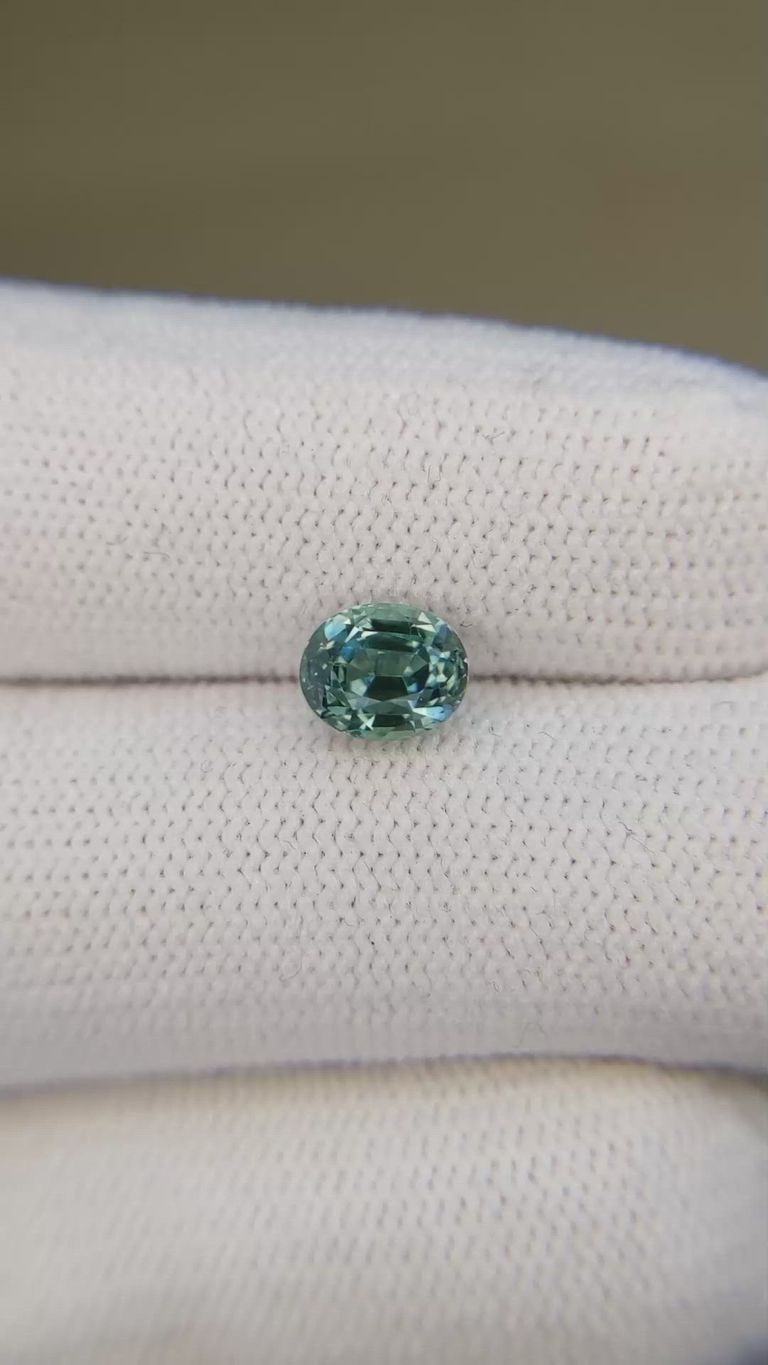 1.32 Ct. Bluish Green Sapphire from Montana Size Video