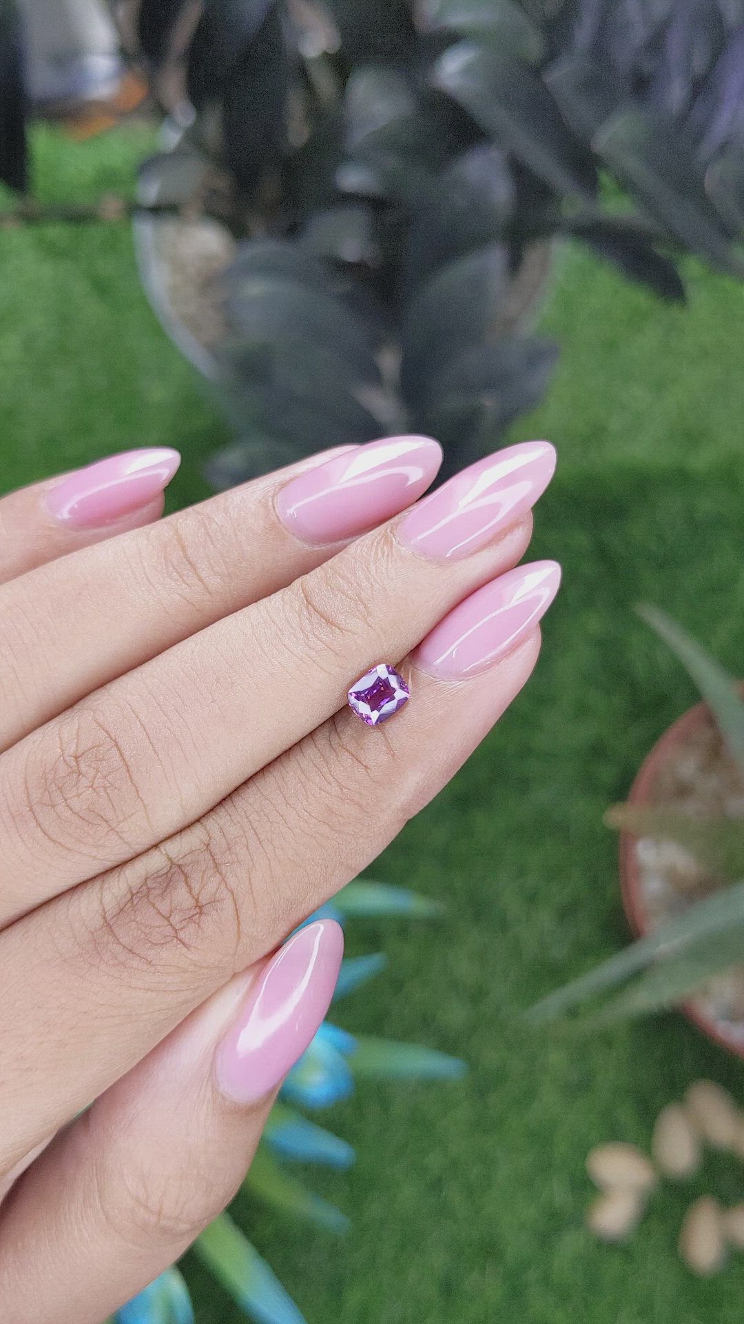 0.74 Ct. Pinkish Purple Sapphire from Tanzania Size Video