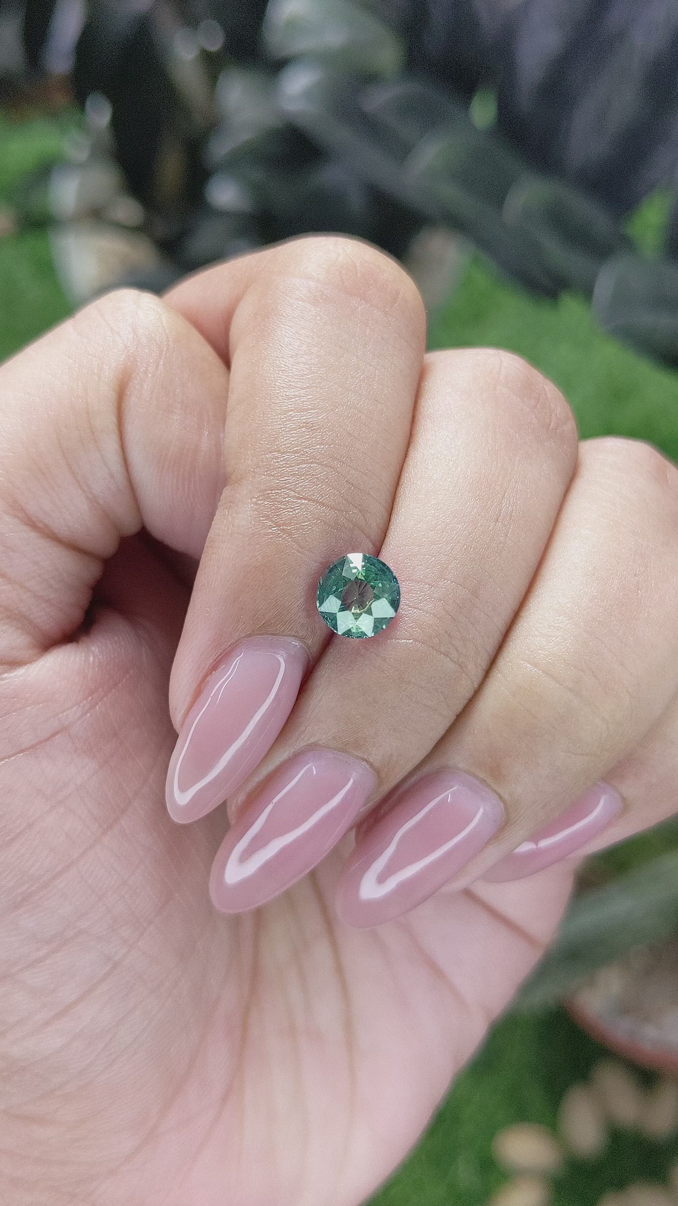 1.52 Ct. Bluish Green Sapphire from Madagascar Size Video