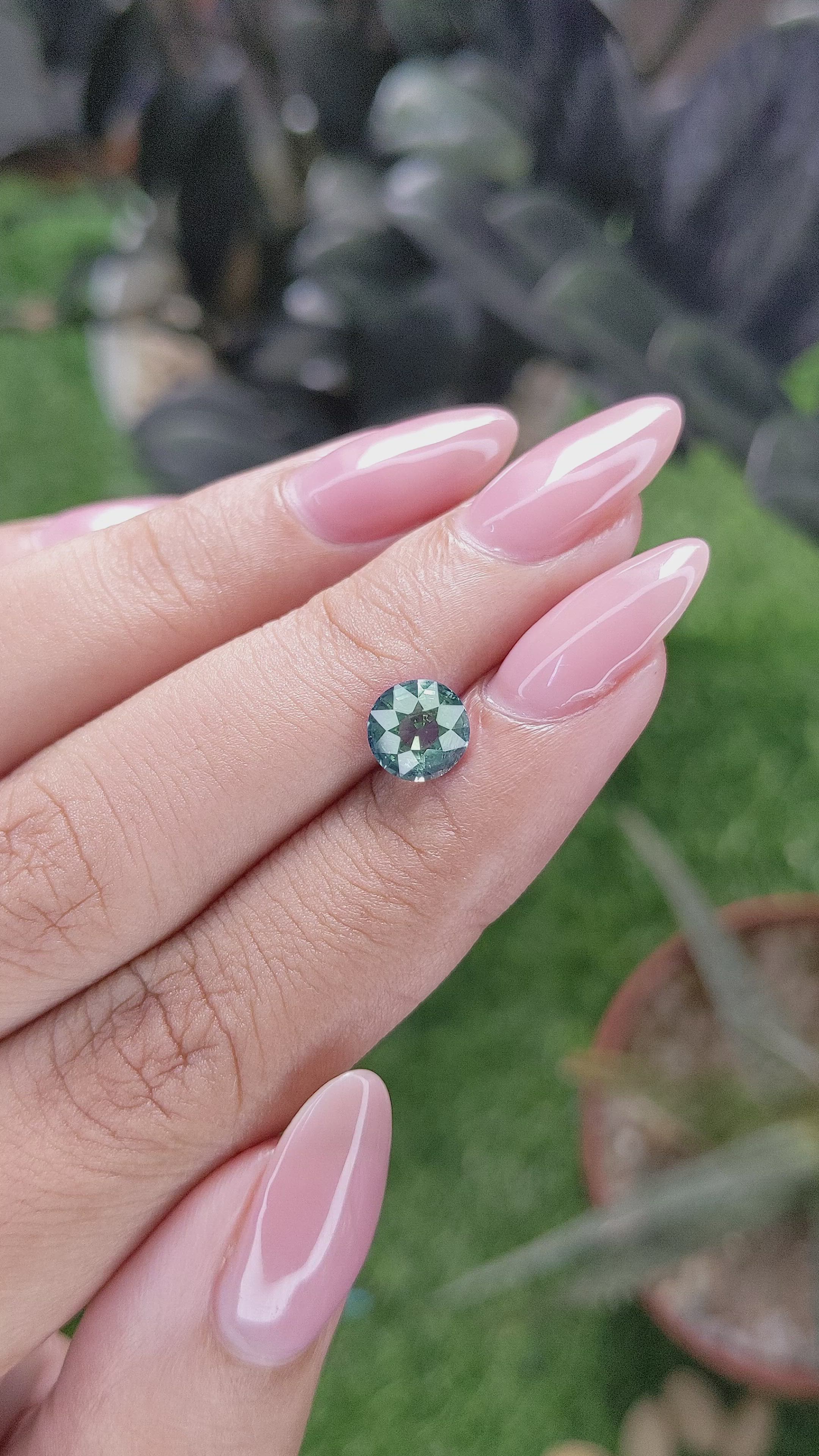 1.52 Ct. Bluish Green Sapphire from Madagascar Size Video