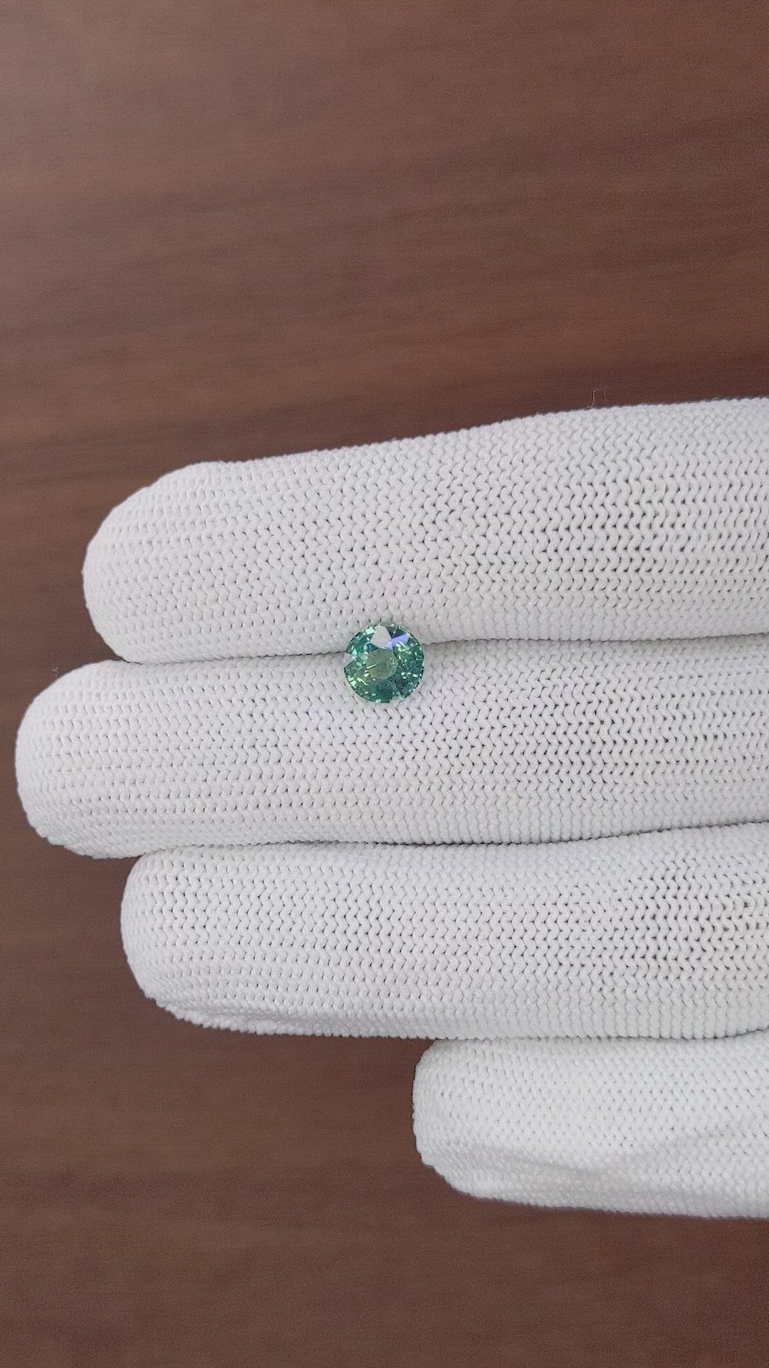 1.52 Ct. Bluish Green Sapphire from Madagascar Size Video