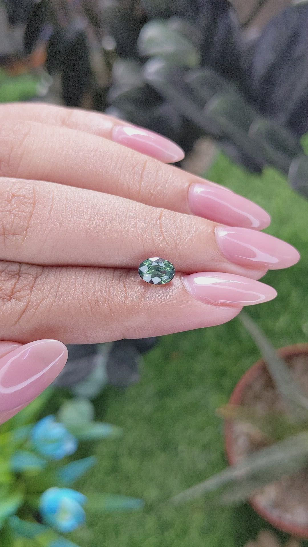1.13 Ct. Bluish Green Sapphire from Madagascar Size Video