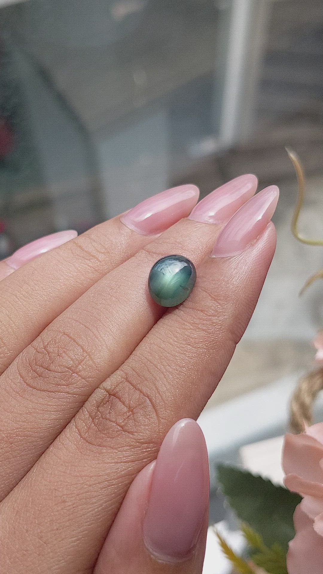 4.60 Ct. Bluish Green Cabochon Sapphire from Madagascar Size Video