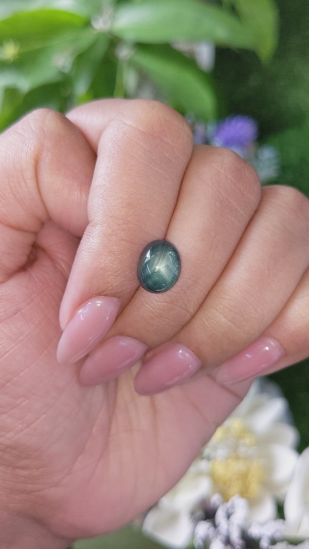 4.60 Ct. Bluish Green Cabochon Sapphire from Madagascar Size Video