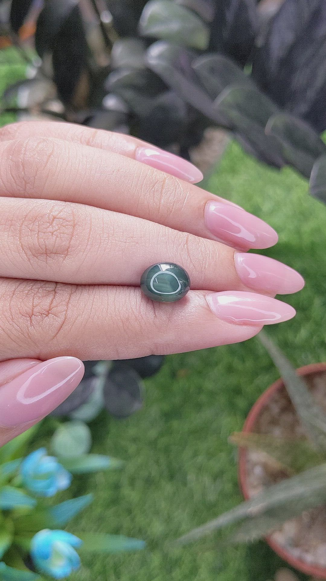 4.60 Ct. Bluish Green Cabochon Sapphire from Madagascar Size Video