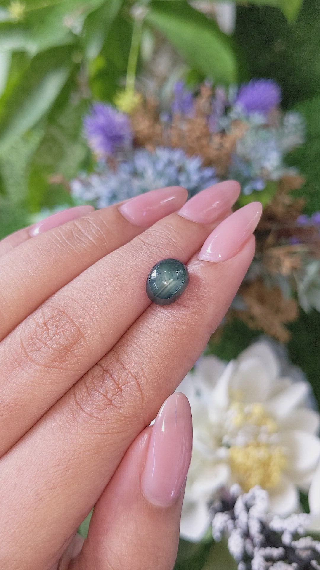 4.60 Ct. Bluish Green Cabochon Sapphire from Madagascar Size Video