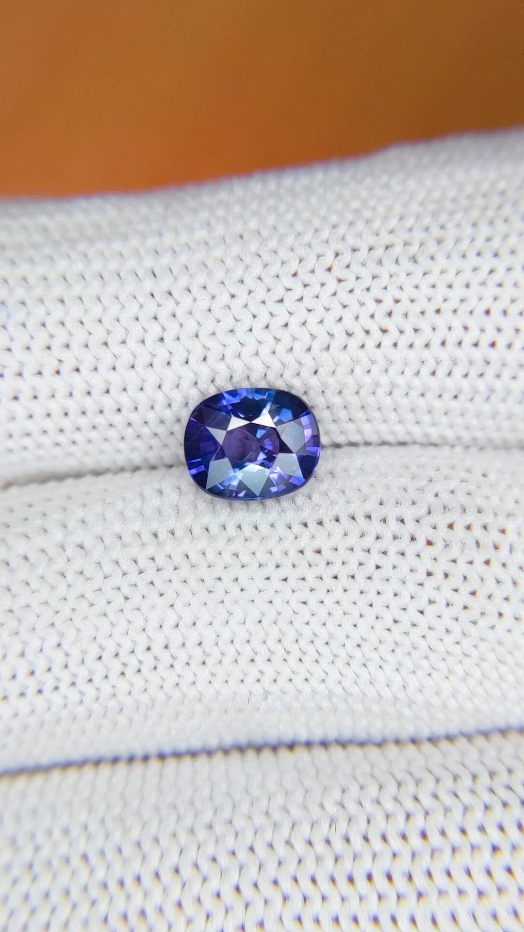 1.53 Ct. Purplish Blue Sapphire from Ceylon (Sri Lanka) Size Video