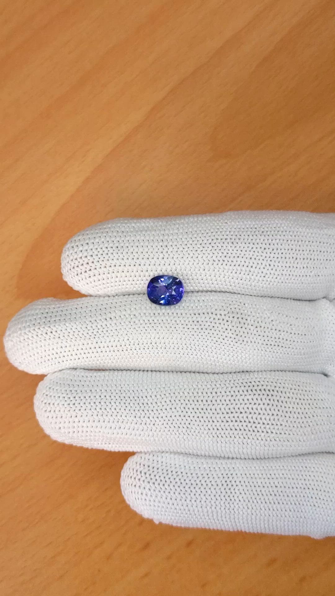 1.53 Ct. Purplish Blue Sapphire from Ceylon (Sri Lanka) Size Video