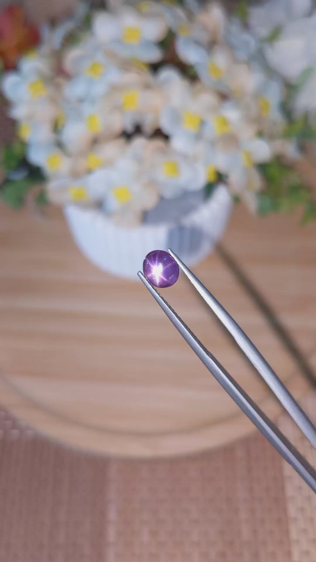 1.40 Ct. Pinkish Purple Star Sapphire from Ceylon (Sri Lanka) Size Video