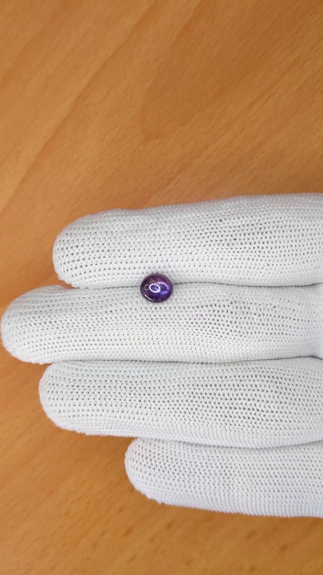 1.40 Ct. Pinkish Purple Star Sapphire from Ceylon (Sri Lanka) Size Video