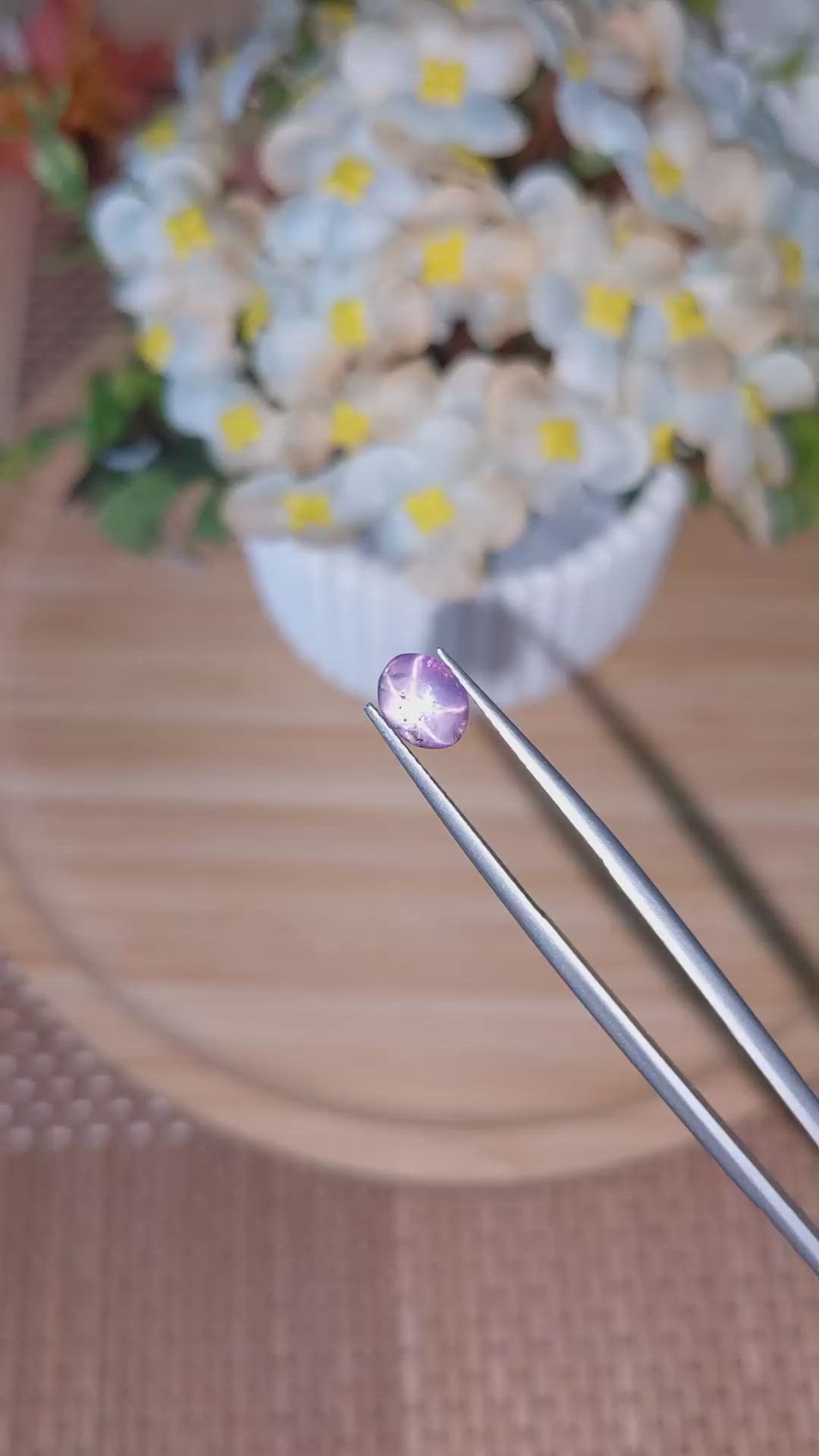 1.45 Ct. Pinkish Purple Star Sapphire from Ceylon (Sri Lanka) Size Video