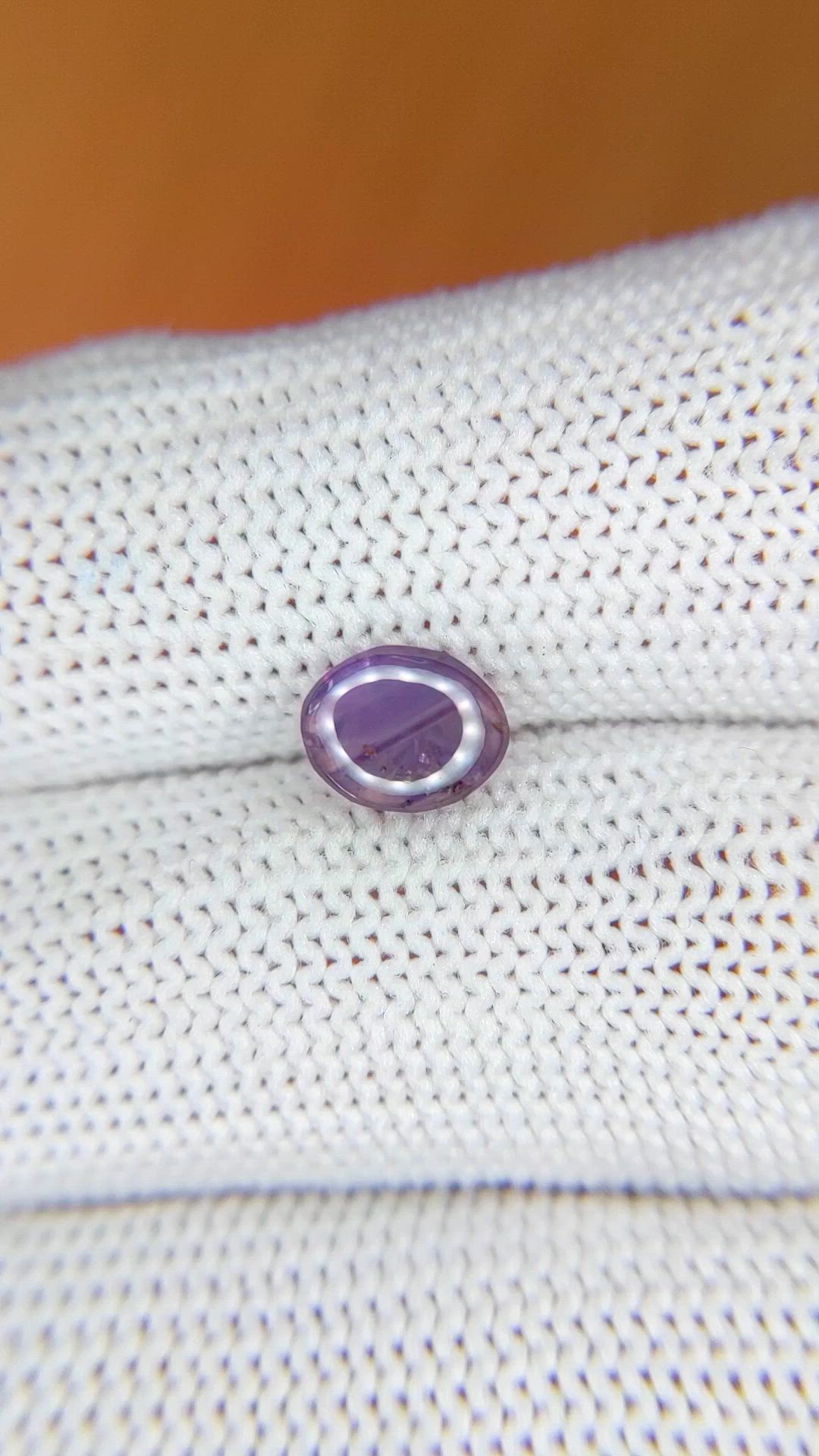 1.45 Ct. Pinkish Purple Star Sapphire from Ceylon (Sri Lanka) Size Video