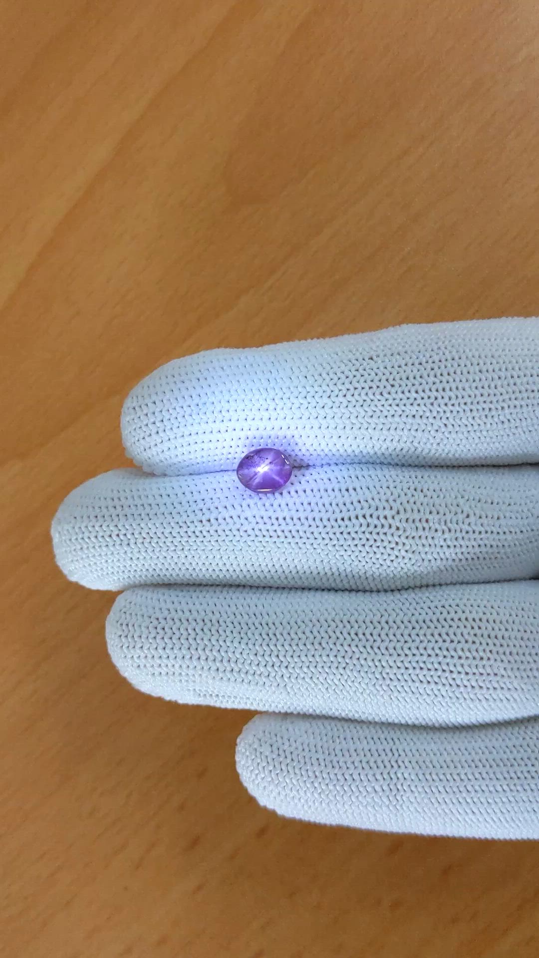 1.45 Ct. Pinkish Purple Star Sapphire from Ceylon (Sri Lanka) Size Video