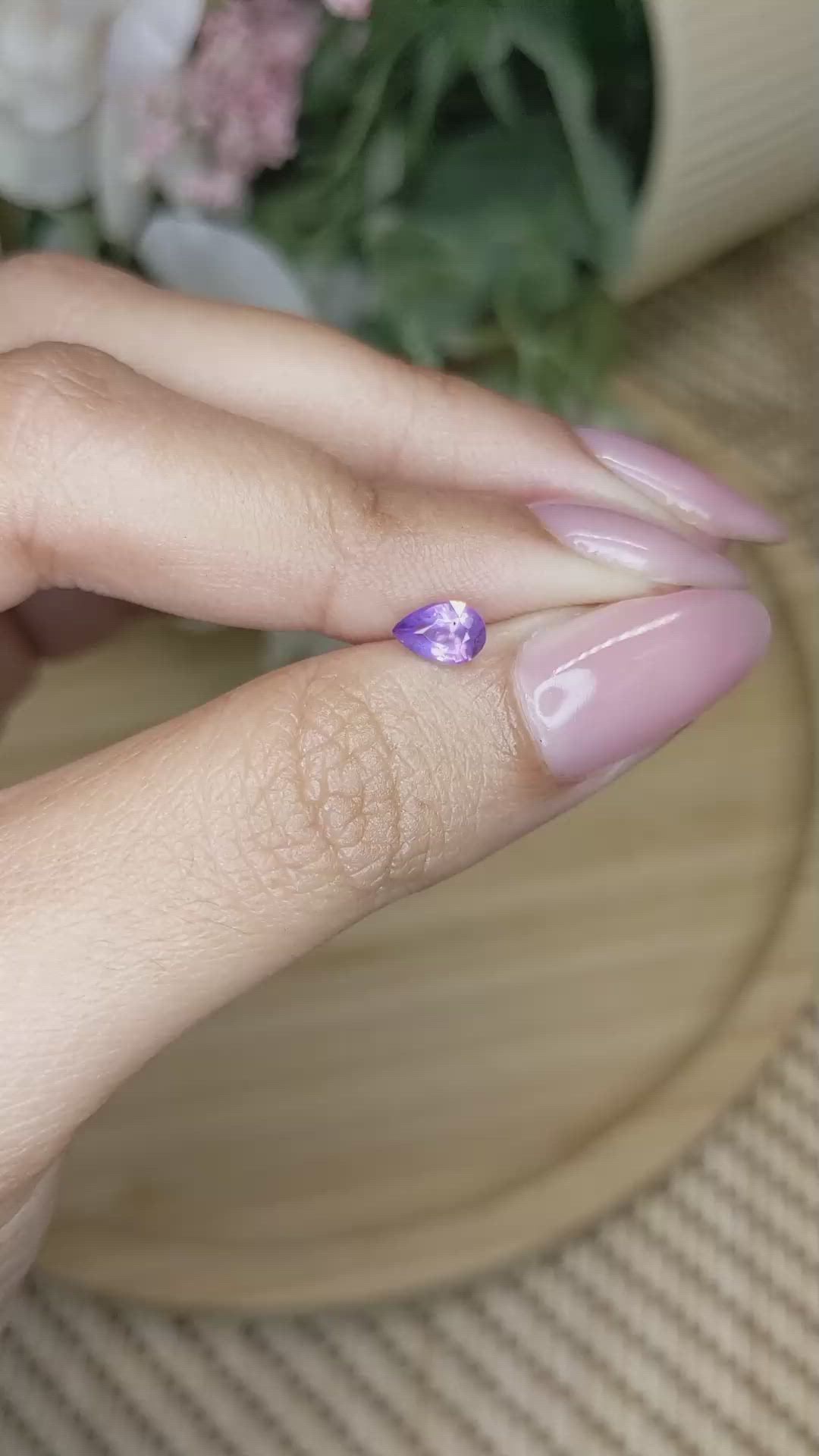 0.61 Ct. Pinkish Purple Sapphire from Ceylon (Sri Lanka) Size Video