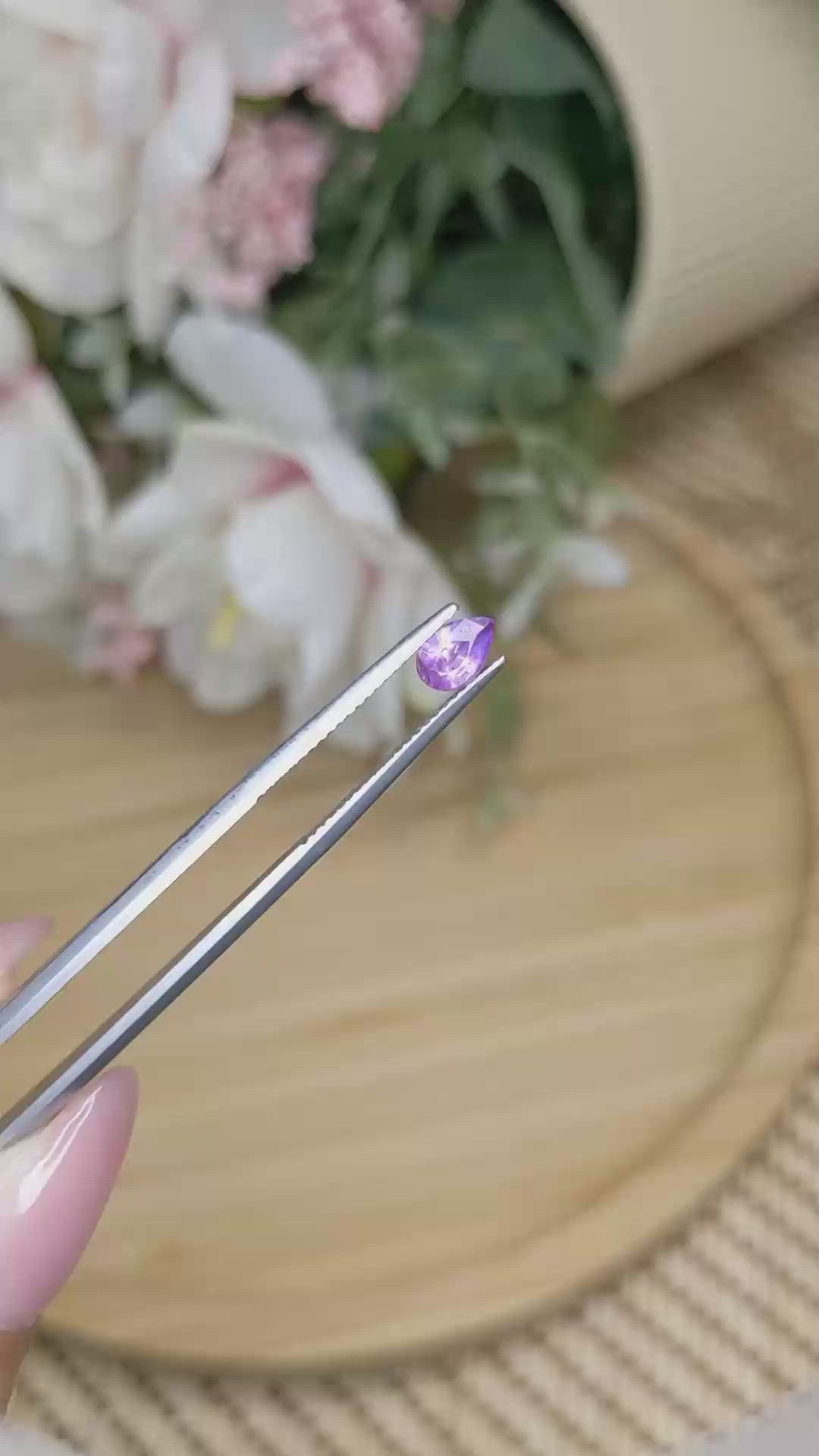 0.61 Ct. Pinkish Purple Sapphire from Ceylon (Sri Lanka) Size Video