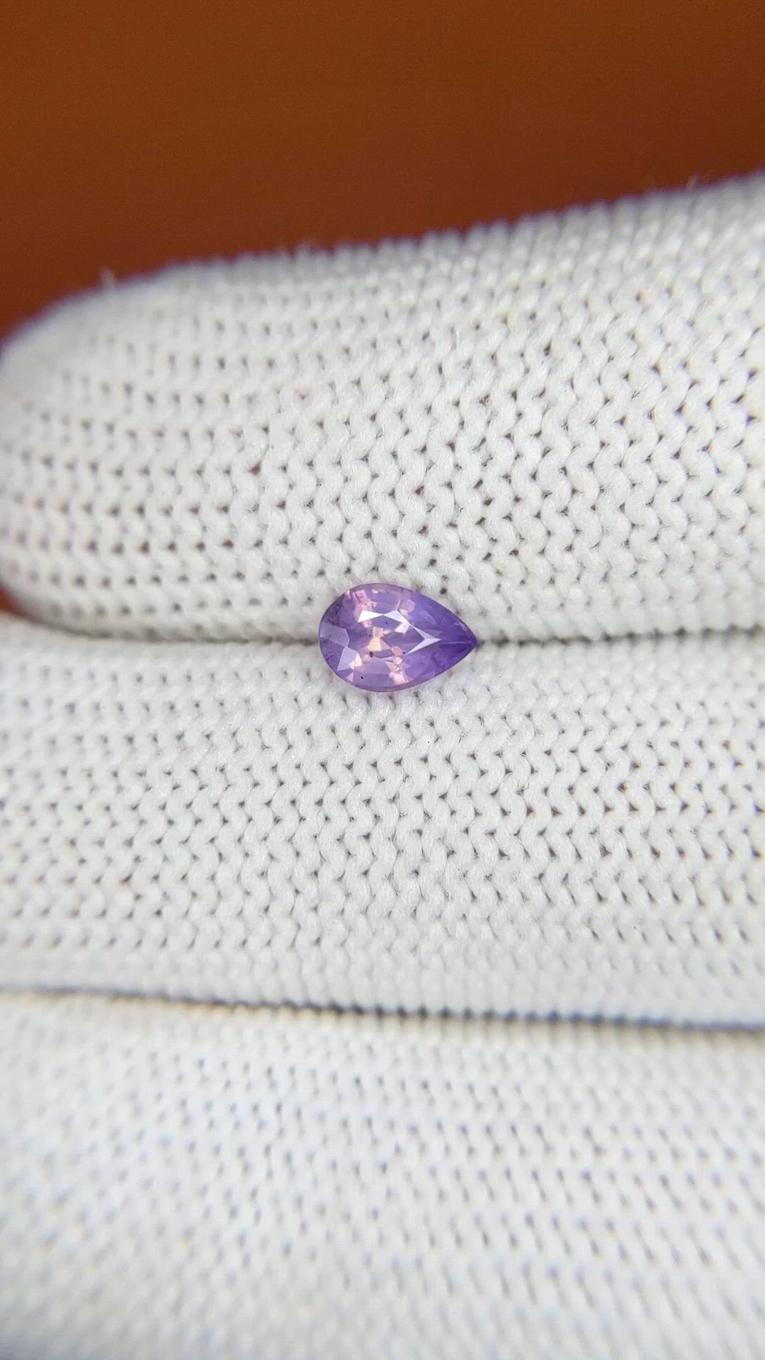 0.61 Ct. Pinkish Purple Sapphire from Ceylon (Sri Lanka) Size Video