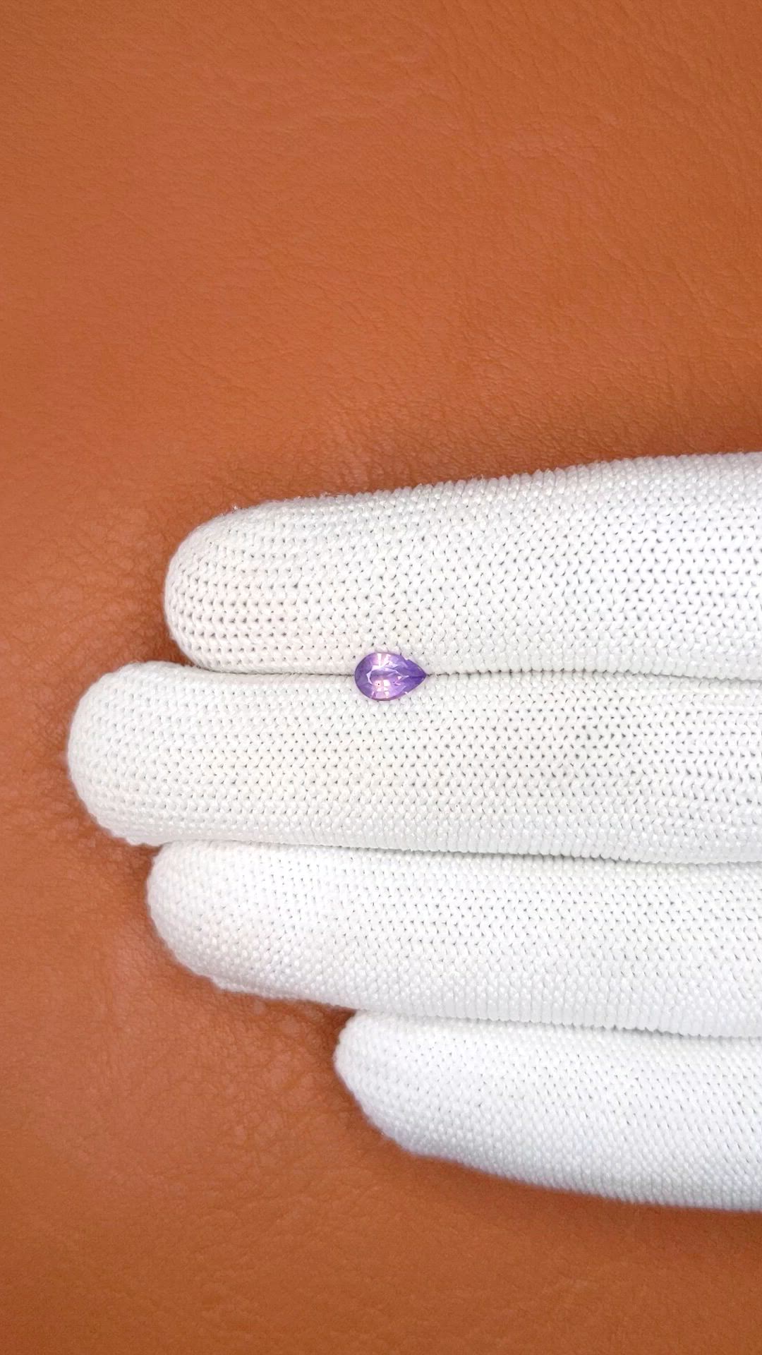 0.61 Ct. Pinkish Purple Sapphire from Ceylon (Sri Lanka) Size Video