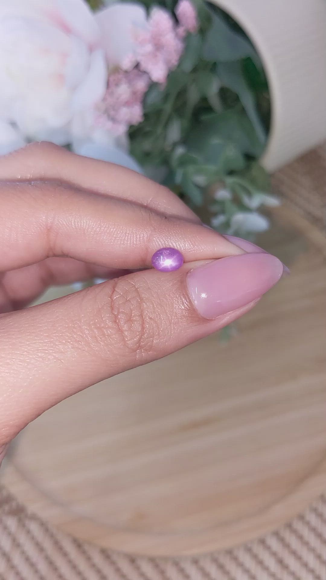 1.19 Ct. Pinkish Purple Star Sapphire from Ceylon (Sri Lanka) Size Video