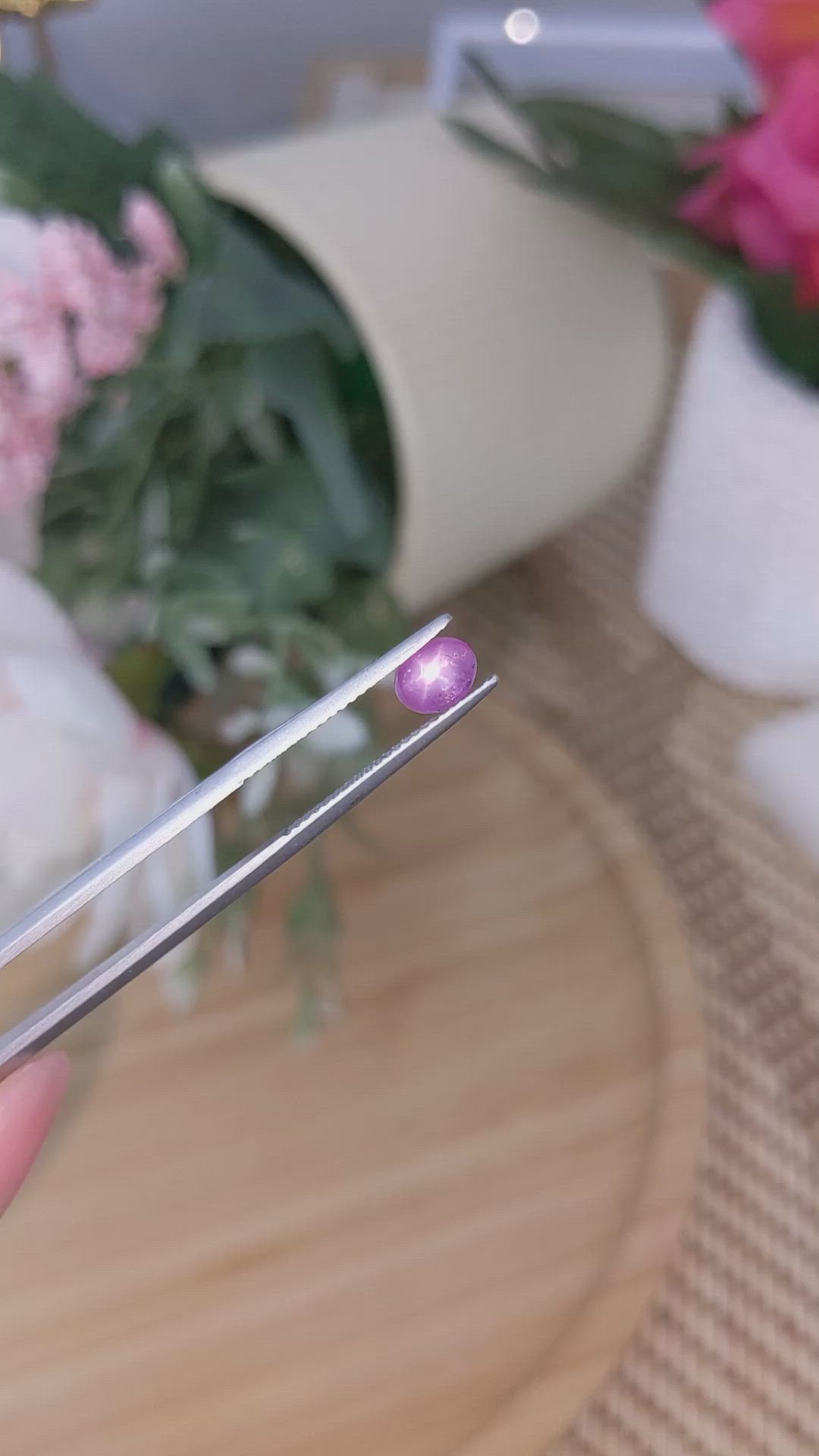 1.19 Ct. Pinkish Purple Star Sapphire from Ceylon (Sri Lanka) Size Video