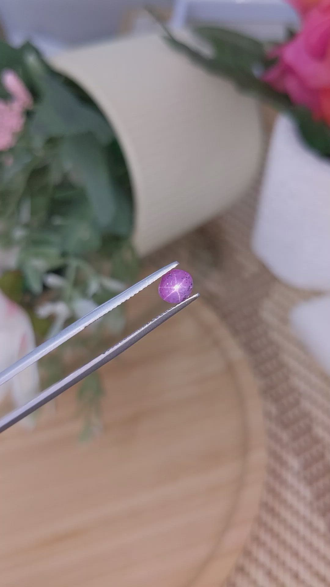 1.30 Ct. Pinkish Purple Star Sapphire from Ceylon (Sri Lanka) Size Video