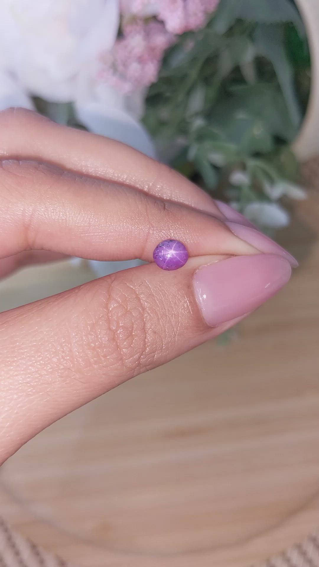 1.30 Ct. Pinkish Purple Star Sapphire from Ceylon (Sri Lanka) Size Video