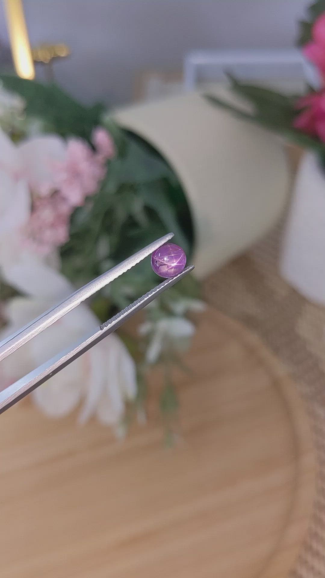 1.34 Ct. Pinkish Purple Star Sapphire from Ceylon (Sri Lanka) Size Video