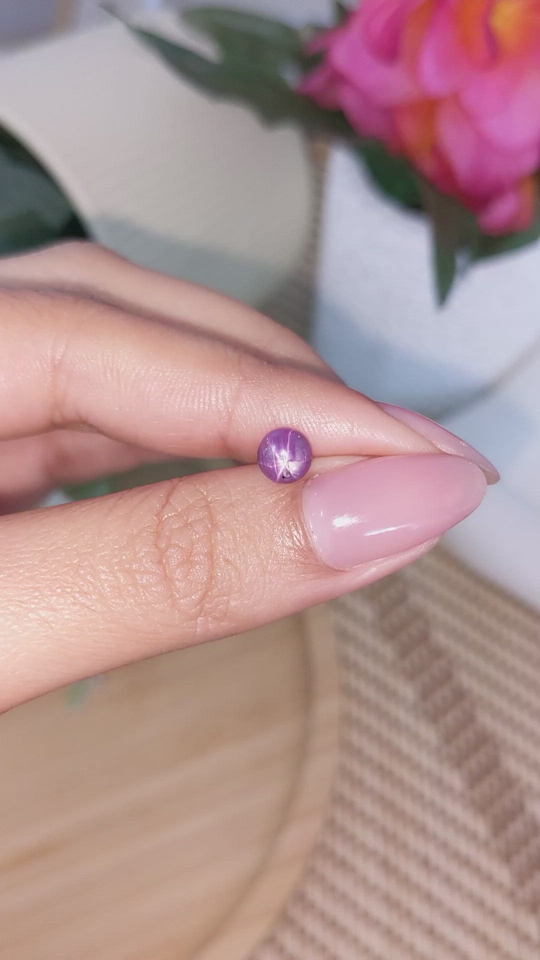1.34 Ct. Pinkish Purple Star Sapphire from Ceylon (Sri Lanka) Size Video