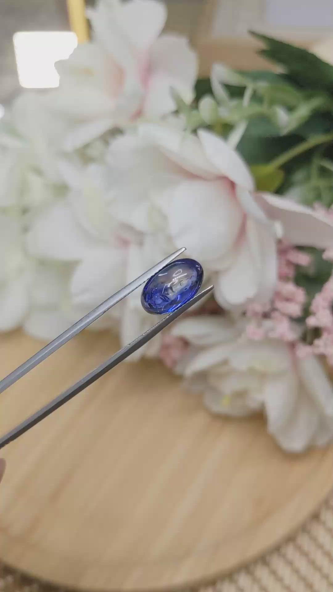 6.16 Ct. Blue Cabochon Sapphire from Ceylon (Sri Lanka) Size Video