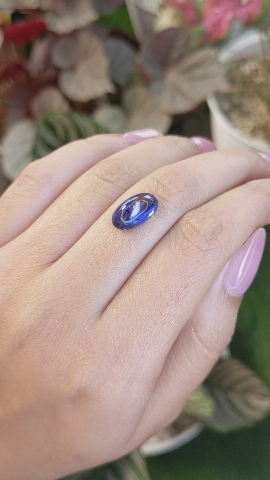 6.16 Ct. Blue Cabochon Sapphire from Ceylon (Sri Lanka) Size Video