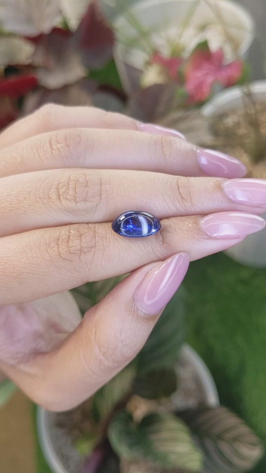 6.16 Ct. Blue Cabochon Sapphire from Ceylon (Sri Lanka) Size Video