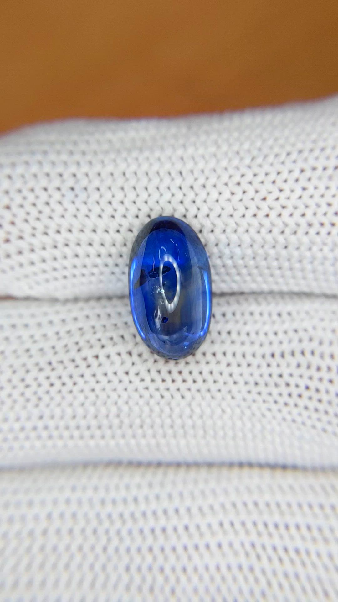 6.16 Ct. Blue Cabochon Sapphire from Ceylon (Sri Lanka) Size Video